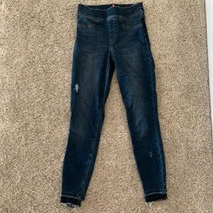 Spanx Distressed Ankle Skinny Jeans, Medium Wash XS